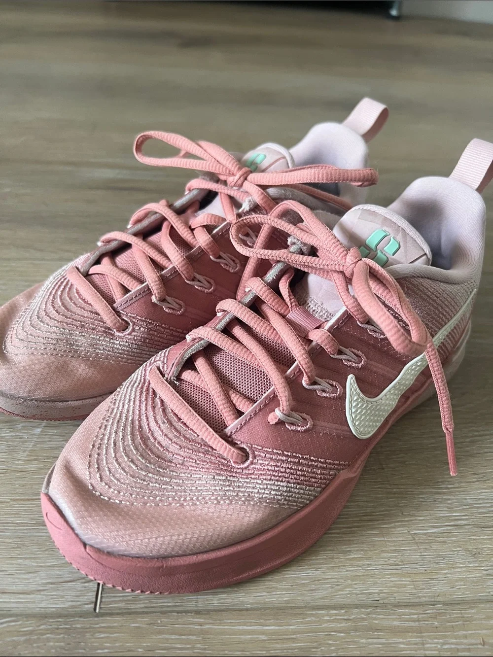 Nike Kids Coral Pink Running Sneakers with White Swoosh